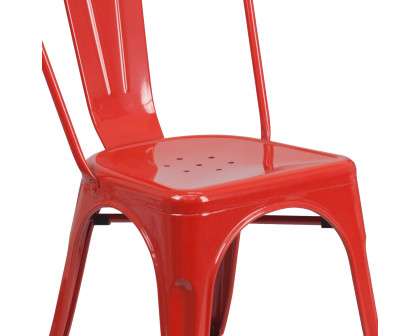 BLNK Perry Commercial Metal Indoor-Outdoor Stackable Chair - Red