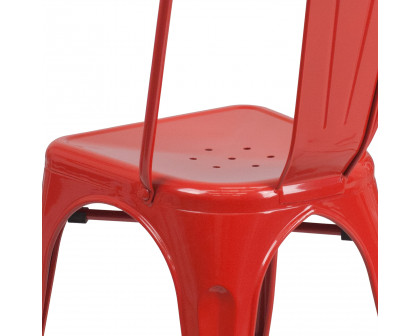 BLNK Perry Commercial Metal Indoor-Outdoor Stackable Chair - Red