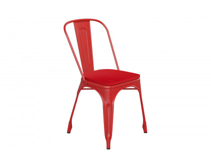 BLNK Perry Commercial Metal Indoor-Outdoor Stackable Chair with Poly Resin Wood Seat - Red