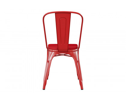 BLNK Perry Commercial Metal Indoor-Outdoor Stackable Chair with Poly Resin Wood Seat - Red