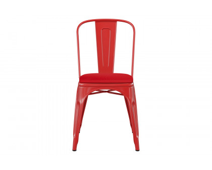 BLNK Perry Commercial Metal Indoor-Outdoor Stackable Chair with Poly Resin Wood Seat - Red