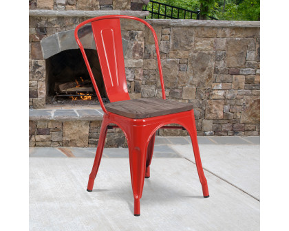 BLNK Perry Metal Stackable Chair with Wood Seat