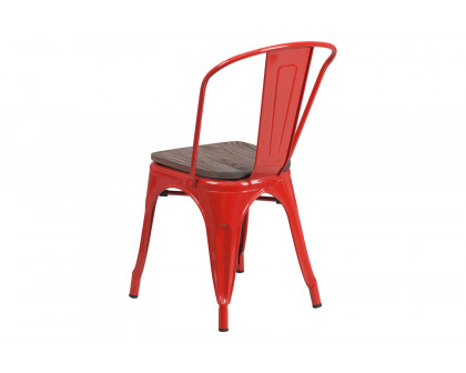 BLNK Perry Metal Stackable Chair with Wood Seat - Red