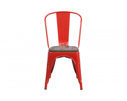 BLNK Perry Metal Stackable Chair with Wood Seat - Red