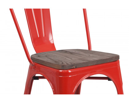 BLNK Perry Metal Stackable Chair with Wood Seat - Red