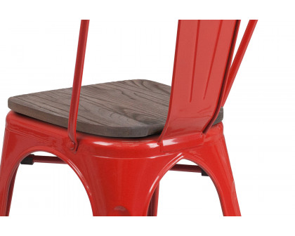 BLNK Perry Metal Stackable Chair with Wood Seat - Red