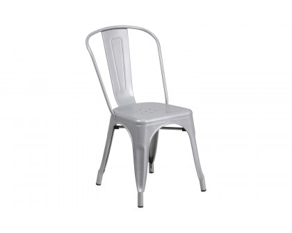 BLNK Perry Commercial Metal Indoor-Outdoor Stackable Chair - Silver