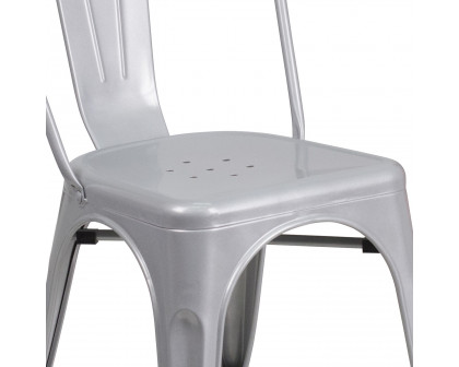 BLNK Perry Commercial Metal Indoor-Outdoor Stackable Chair - Silver