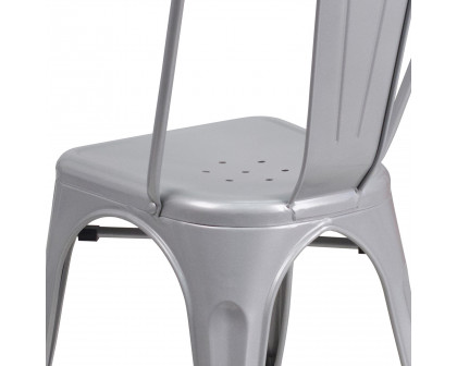 BLNK Perry Commercial Metal Indoor-Outdoor Stackable Chair - Silver