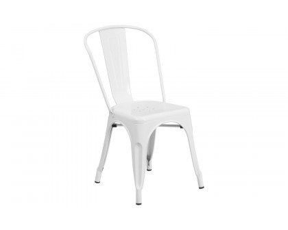 BLNK Perry Commercial Metal Indoor-Outdoor Stackable Chair - White