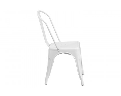 BLNK Perry Commercial Metal Indoor-Outdoor Stackable Chair - White