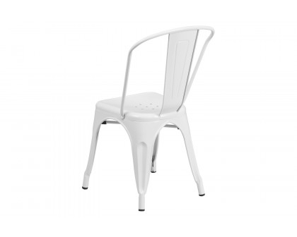 BLNK Perry Commercial Metal Indoor-Outdoor Stackable Chair - White