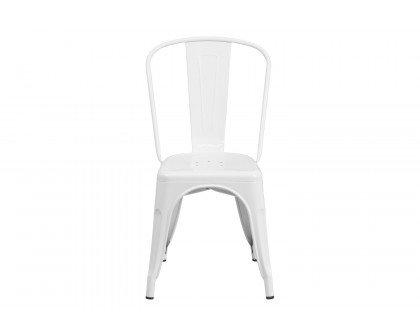 BLNK Perry Commercial Metal Indoor-Outdoor Stackable Chair - White