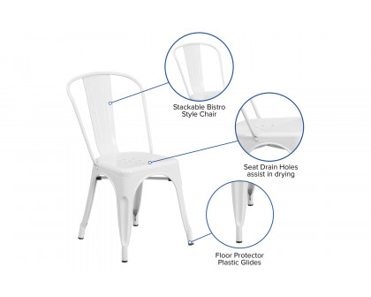 BLNK Perry Commercial Metal Indoor-Outdoor Stackable Chair - White