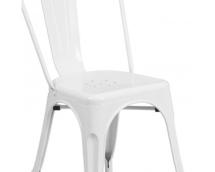 BLNK Perry Commercial Metal Indoor-Outdoor Stackable Chair - White