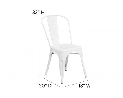 BLNK Perry Commercial Metal Indoor-Outdoor Stackable Chair - White