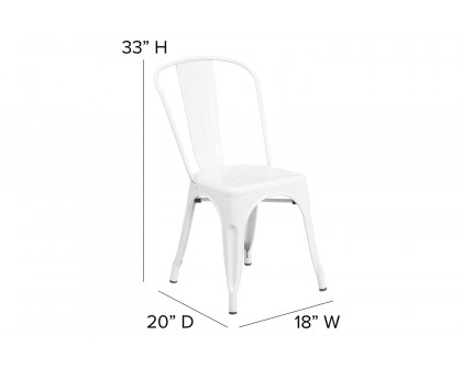 BLNK Perry Commercial Metal Indoor-Outdoor Stackable Chair with Poly Resin Wood Seat - White/Gray