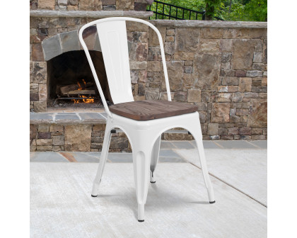 BLNK Perry Metal Stackable Chair with Wood Seat