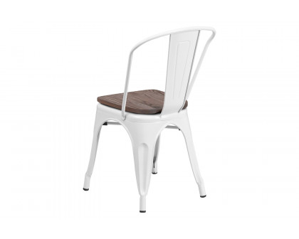 BLNK Perry Metal Stackable Chair with Wood Seat - White