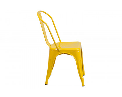 BLNK Perry Commercial Metal Indoor-Outdoor Stackable Chair - Yellow