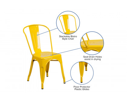 BLNK Perry Commercial Metal Indoor-Outdoor Stackable Chair - Yellow