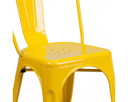 BLNK Perry Commercial Metal Indoor-Outdoor Stackable Chair - Yellow