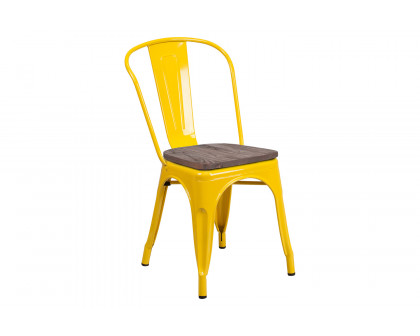 BLNK Perry Metal Stackable Chair with Wood Seat