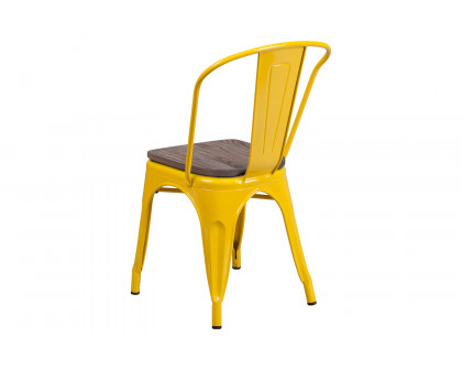 BLNK Perry Metal Stackable Chair with Wood Seat - Yellow