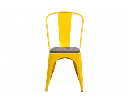 BLNK Perry Metal Stackable Chair with Wood Seat - Yellow