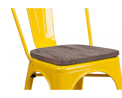 BLNK Perry Metal Stackable Chair with Wood Seat - Yellow