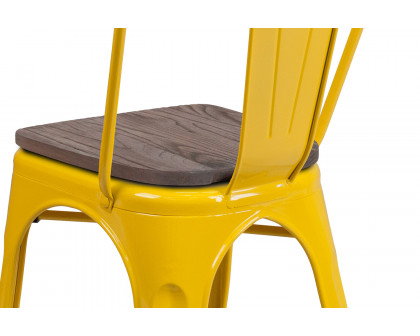 BLNK Perry Metal Stackable Chair with Wood Seat - Yellow