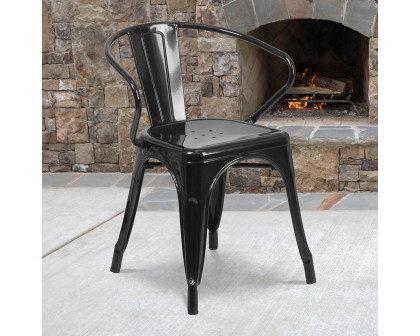 BLNK Luna Commercial Metal Indoor-Outdoor Chair with Arms