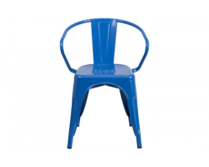 BLNK™ Luna Commercial Metal Indoor-Outdoor Chair with Arms - Blue