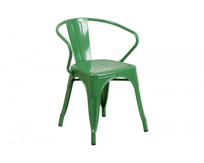 BLNK™ Luna Commercial Metal Indoor-Outdoor Chair with Arms - Green