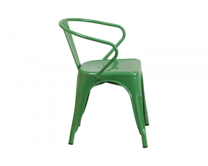 BLNK™ Luna Commercial Metal Indoor-Outdoor Chair with Arms - Green