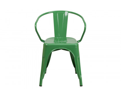 BLNK™ Luna Commercial Metal Indoor-Outdoor Chair with Arms - Green