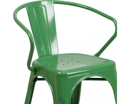 BLNK™ Luna Commercial Metal Indoor-Outdoor Chair with Arms - Green