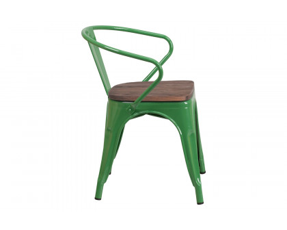 BLNK™ Luna Metal Chair with Wood Seat and Arms - Green