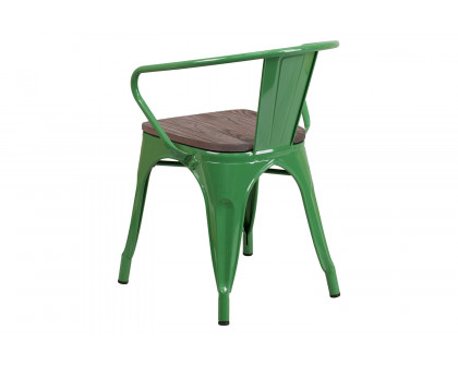 BLNK™ Luna Metal Chair with Wood Seat and Arms - Green