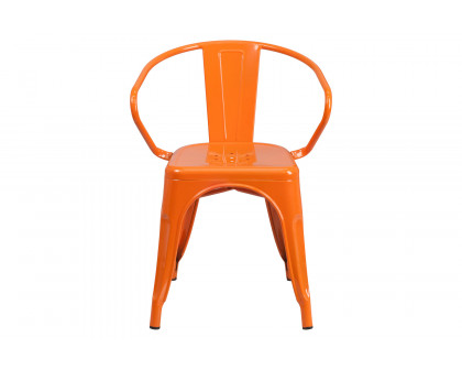 BLNK™ Luna Commercial Metal Indoor-Outdoor Chair with Arms - Orange