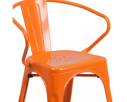 BLNK™ Luna Commercial Metal Indoor-Outdoor Chair with Arms - Orange