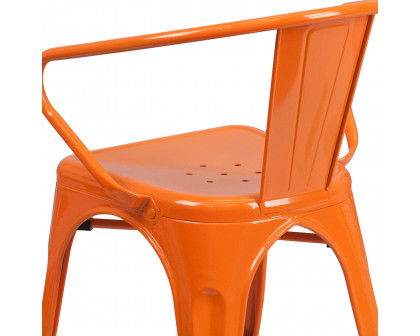 BLNK™ Luna Commercial Metal Indoor-Outdoor Chair with Arms - Orange