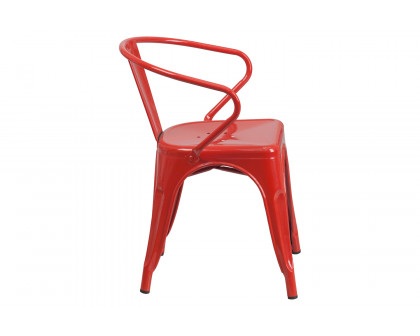 BLNK™ Luna Commercial Metal Indoor-Outdoor Chair with Arms - Red