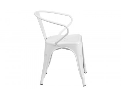 BLNK Luna Commercial Metal Indoor-Outdoor Chair with Arms - White