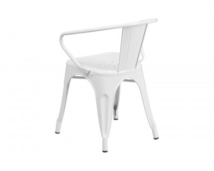 BLNK Luna Commercial Metal Indoor-Outdoor Chair with Arms - White