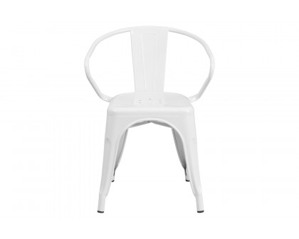 BLNK Luna Commercial Metal Indoor-Outdoor Chair with Arms - White