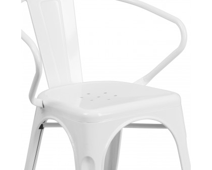 BLNK Luna Commercial Metal Indoor-Outdoor Chair with Arms - White