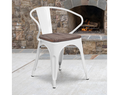 BLNK Luna Metal Chair with Wood Seat and Arms