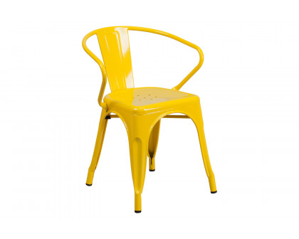 BLNK™ Luna Commercial Metal Indoor-Outdoor Chair with Arms - Yellow