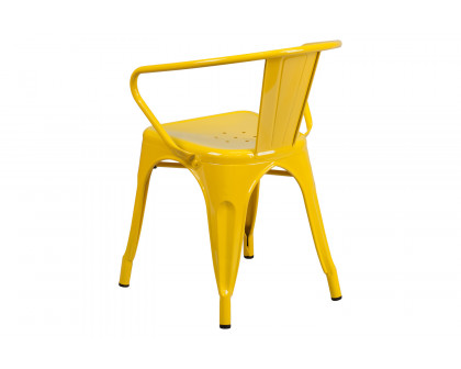 BLNK™ Luna Commercial Metal Indoor-Outdoor Chair with Arms - Yellow